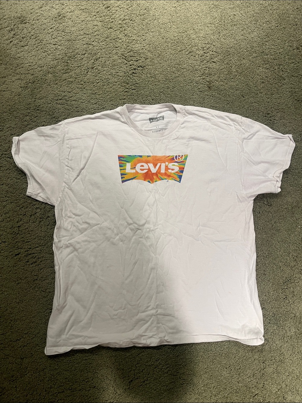 Levi's White T-Shirt with Multicolor Tie-Dye Logo